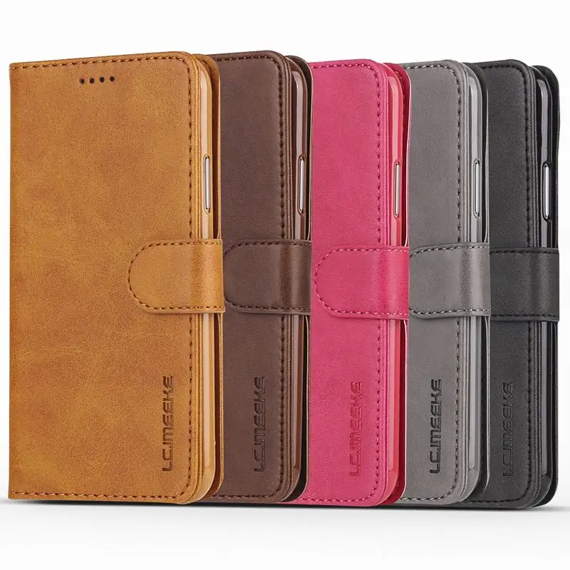 Case For iPhone 7 8 Plus 7plus Flip Case Cover Luxury Wallet Vintage Plain Leather Phone Bag Funda For Apple i phone 8plus Coque