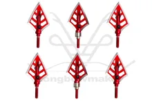 Longbowmaker Red Hunting Arrows 4 Blade Broadheads Arrow Heads Archery 6HM( 6Pack, 125 Grain )