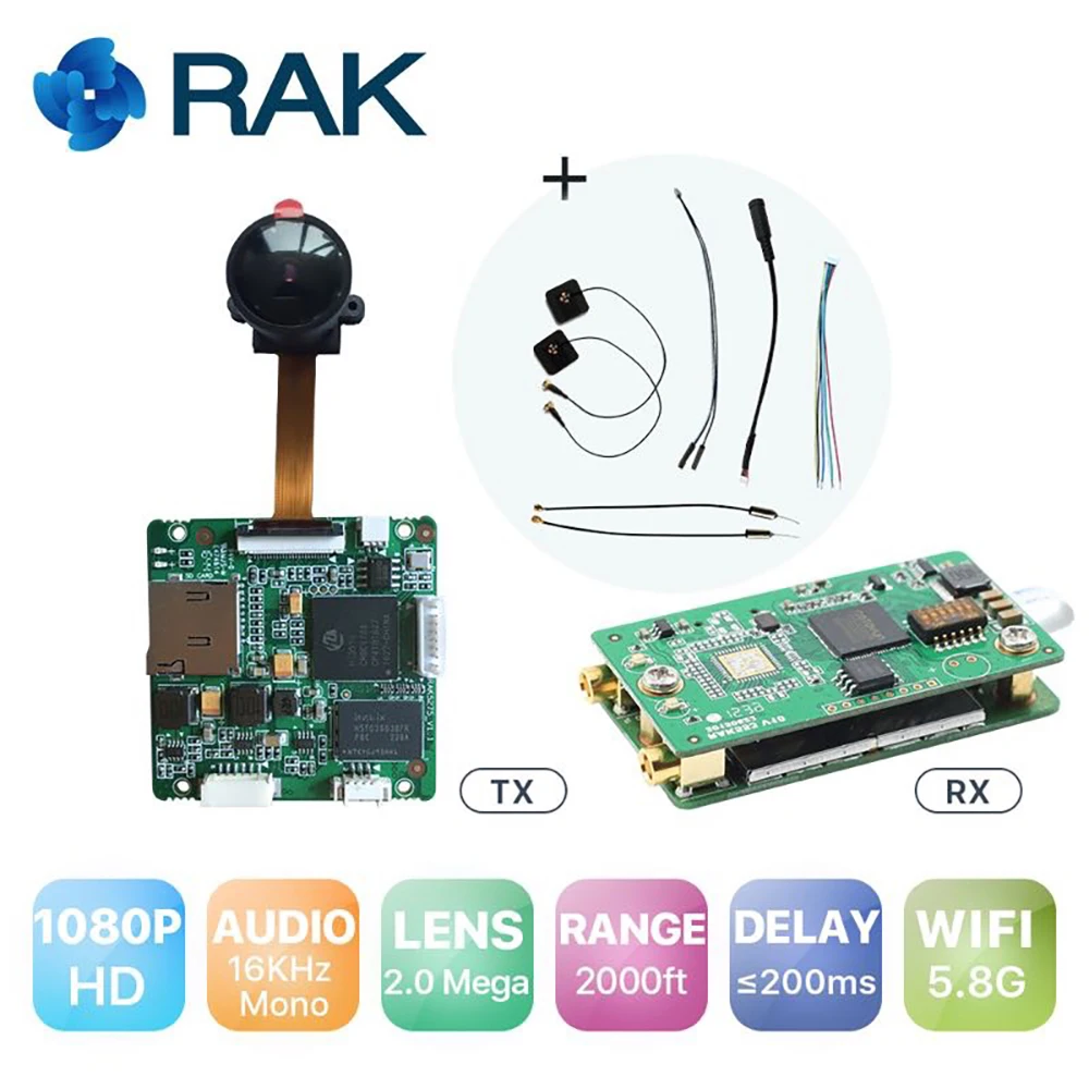 

5.8G WiFi Wireless Video Transmission Module Board UAV FPV Drone Camera Accessories Long Range Full HD 1080P RAK5270+554 Q080