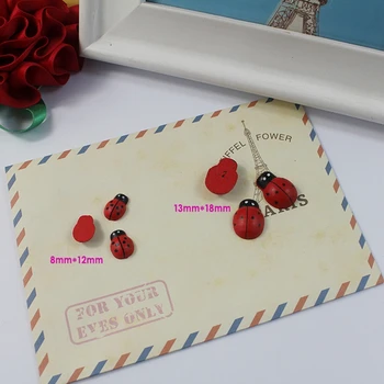 

100Pcs/Set 0.8*1.2cm Micro Landscape Ornaments Wooden Craft Ladybird Beetle Little Ladybug DIY Accessories Home Decoration A4