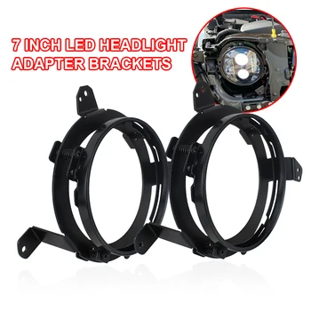 

2Pcs Car light Round 7 inch LED Headlight Adapter Mounting Brackets Rings for Jeep Wrangler JL 2018 Lamp Holder