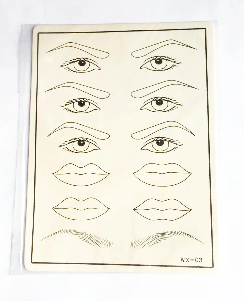 10 Pcs Permanent Makeup Eyebrow Eye Lips Training Tattoo Practice Skin Blank Fake Tattoo Practice Skins