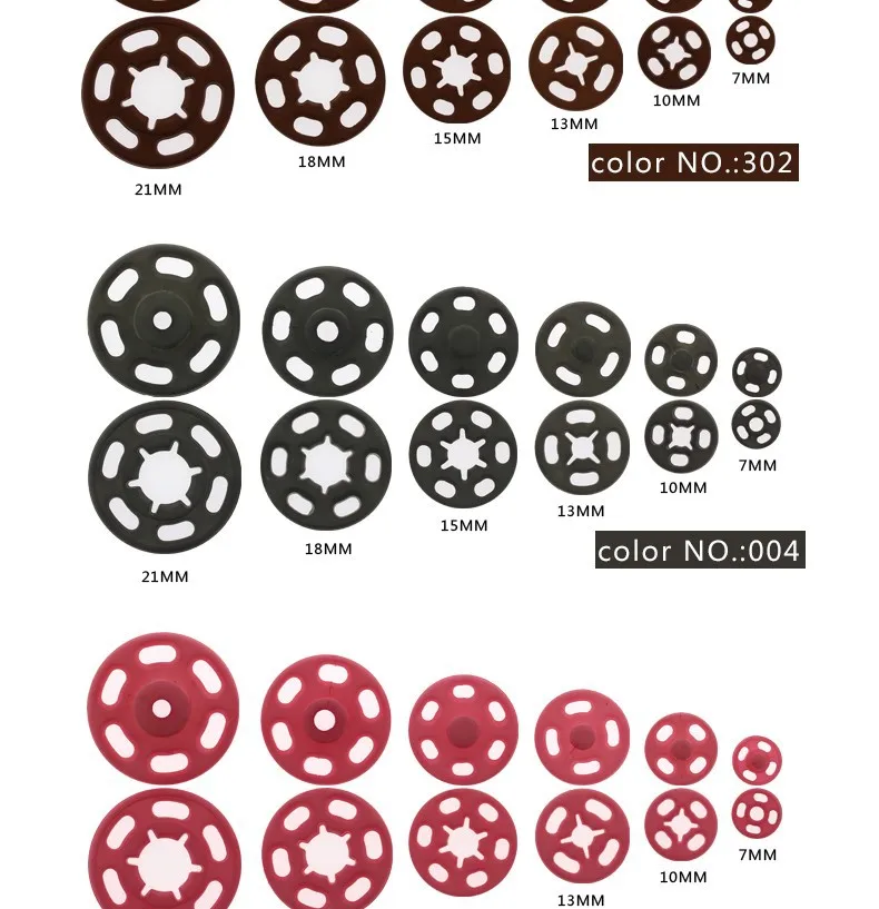 20 шт./лот, 7 мм/10 мм/13 мм/15 мм/18 мм/21 мм, маленькие 17 цветов на выбор, АБС-пластик, защелкивающиеся крепежи, кнопки, шпильки, аксессуары для шитья