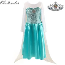 Многоцветный высококачественный комплект с короной для девочек, платье Анны и Эльзы, праздничное платье на день рождения, детская одежда, Infantis vestido