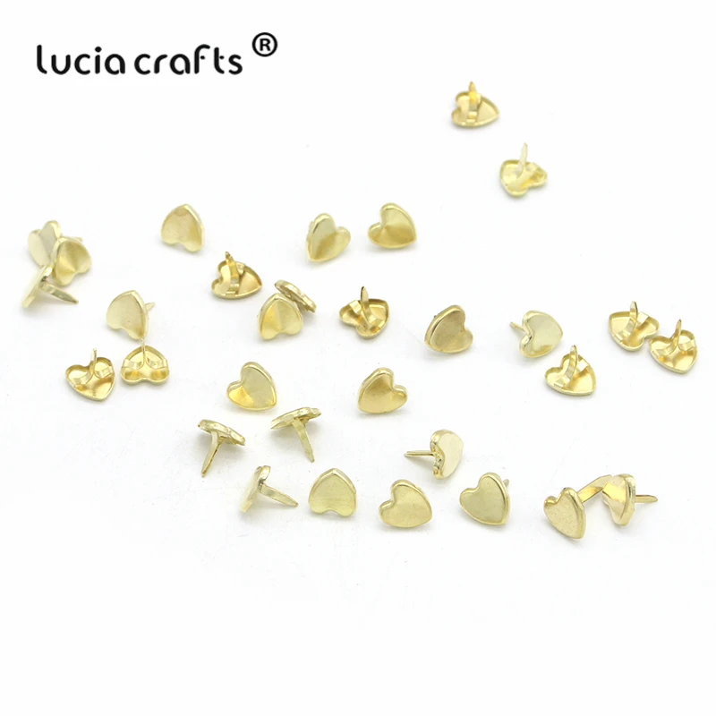 Lucia crafts 50 шт 9 мм золотые железные сердце штифтики для скрапбукинга, украшение из металла ручной работы DIY украшения аксессуары G0910