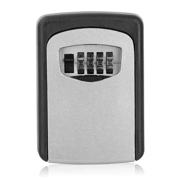 

Key Storage Box Digit Wall Mount Combination Lock Four Password Keys Safe Box Aluminum Alloy Material Security Organizer Boxes
