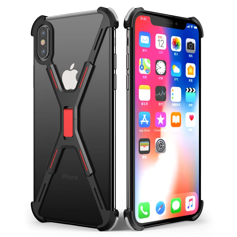 

X Shape Metal phone Cover for iPhone XS Case Anti-fall personality Back Cover for iPhone XS shockproof shell Bumper 5.8inch Case