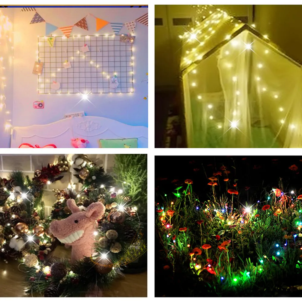 

Led String Lights 10m 5m 4m Silver Wire Garland Home Christmas Wedding Party Decoration Powered By 4.5v Battery Fairy Light