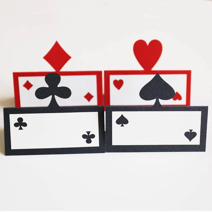 Комплект, состоящий из 48 казино карточки с именем гостя, вечерние, Лас-Вегас вечерние тема спортивное питание палатки игра Ночная настольная игра карты, покер ночь, сердца, лопаты