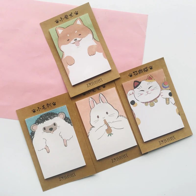 

30 pages Kawaii Cartoon Shiba Inu Hedgehog Rabbit Lucky Cat Memo Pads Student Stationery Notepad School Office Supply