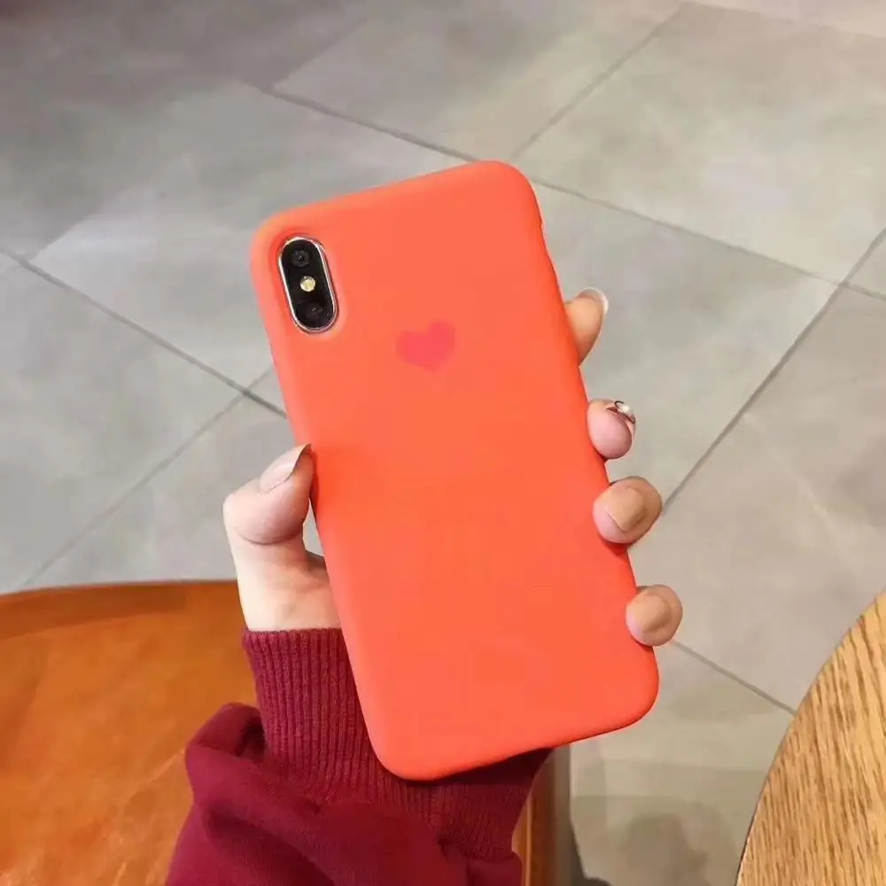 Жидкий силиконовый чехол с логотипом Love для iPhone XS Max XR XS X 7 8 6S Plus Внутренний чехол из микрофибры для iPhone 11 Pro Max 11 Pro 11 - Цвет: Orange