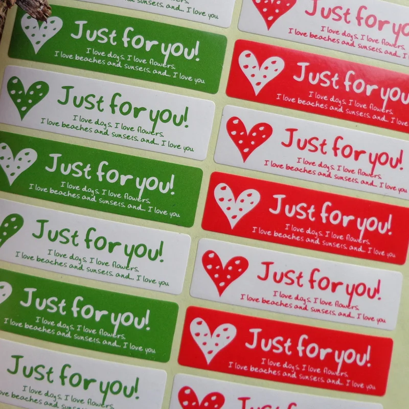 

102pcs Green and Red Just for you Design Seal Sticker Labels Creative Stationery Sticker Seals labels for Gifts 5.5x1.5cm