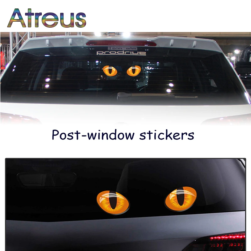 Наклейки на окна автомобиля Atreus 2X 3D Cat eye для BMW E46 E60 Ford focus 2 Kuga Mazda 3 cx 5 Volkswagen Polo Golf 4 6