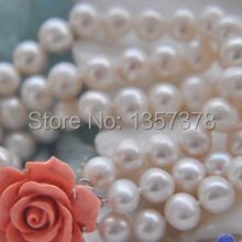 Shitou 00488 3row " 9-10 мм белый круглый пресноводные искусственные жемчужный браслет