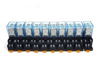 

10pcs LY2N-J DC12V 24V AC110V 220V 8 Pin Relay Coil General DPDT Micro Mini Electromagnetic Relay Switch With Socket Base