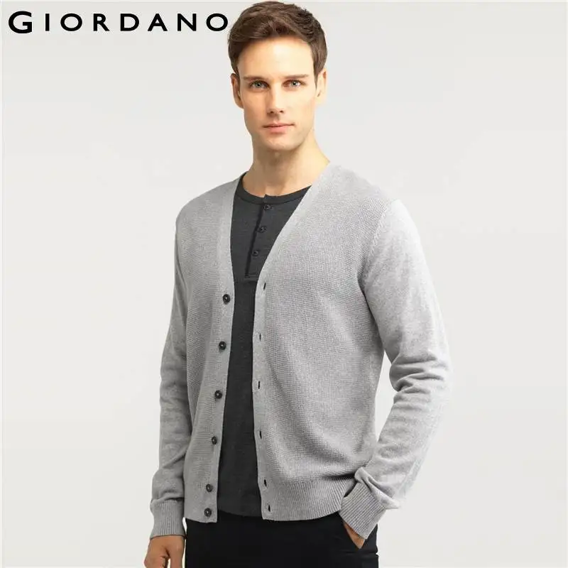 Giordano Men V-neck Cardigan Long 