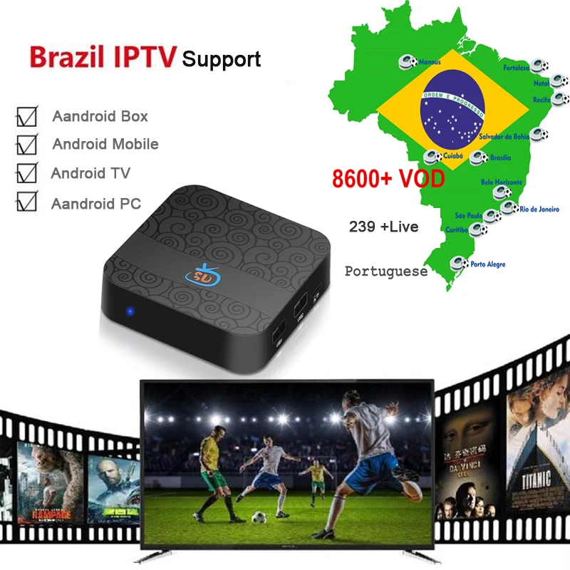 6 месяцев Бразилия Android АПК IP tv поддержка службы подсчета android Мобильный и box Play/tv с бразильским live+ VOD+ воспроизведение