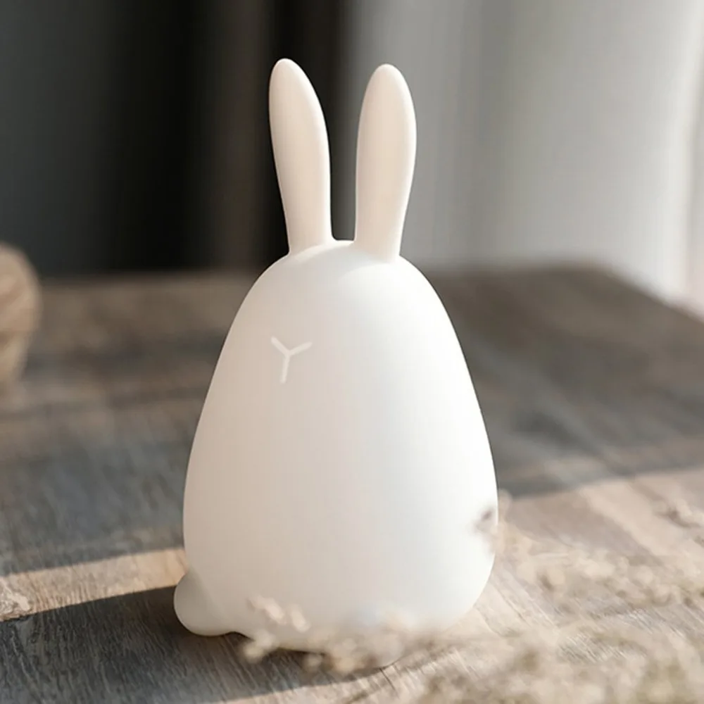 

Creative Cartoon Rabbit Silicone Night Light Colorful LED Night Light USB Charging Sensor Light Desktop Decor