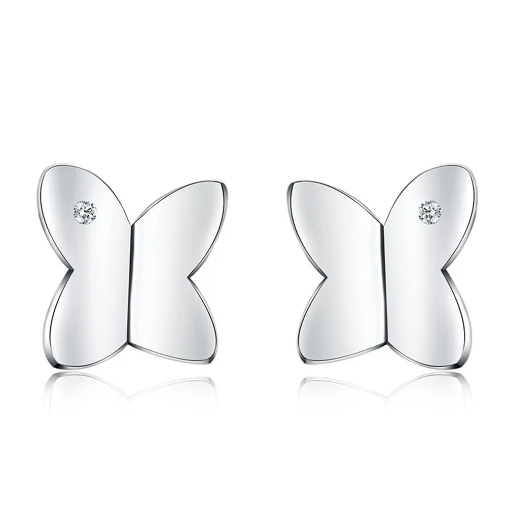 

Wholesale price Silver stud Earrings for Women Wedding butterfly Lady Earrings Zircon Jewelry Crystal white stone new arrive