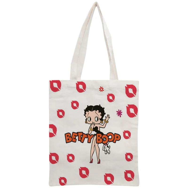 Пользовательские Betty Boop хлопок холст хозяйственные сумки 30x35 см сумка многоразовая сумка женская сумка на плечо из ткани складная