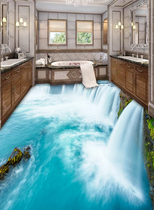 [Самоклеящаяся] 3D Pretty Stream Water 4 Нескользящая водонепроницаемая фото самоклеющаяся