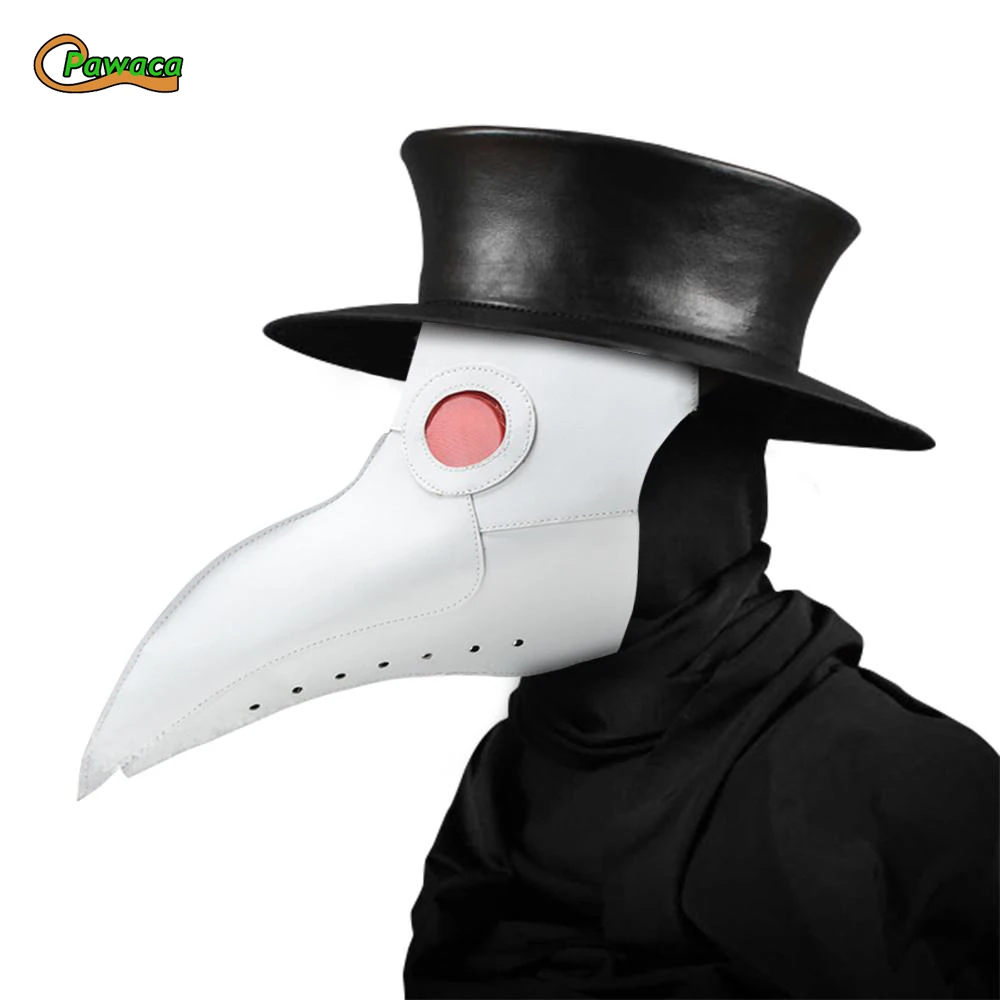 Plague Doctors Mask PU Leather Clear Resin Lenses Beaked Face Masks for