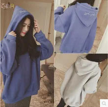 GDA.2016 Autumn And Winter Large Size Women Loose Sweatshirt Plus Size Velvet Ladies Hooded S