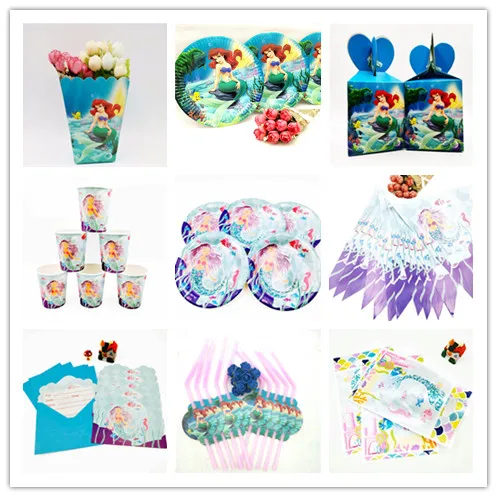 

the little Mermaid Ariel Baby Favor kids Birthday Decoration Party Supplies Baby Shower Kids Sets Tableware Birthday party
