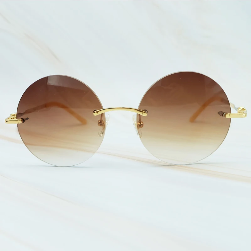 Reliable And Good Round Metal Sunglasses Men Luxury Brand Designer Wholesale Retro Classic Rimless  (3)