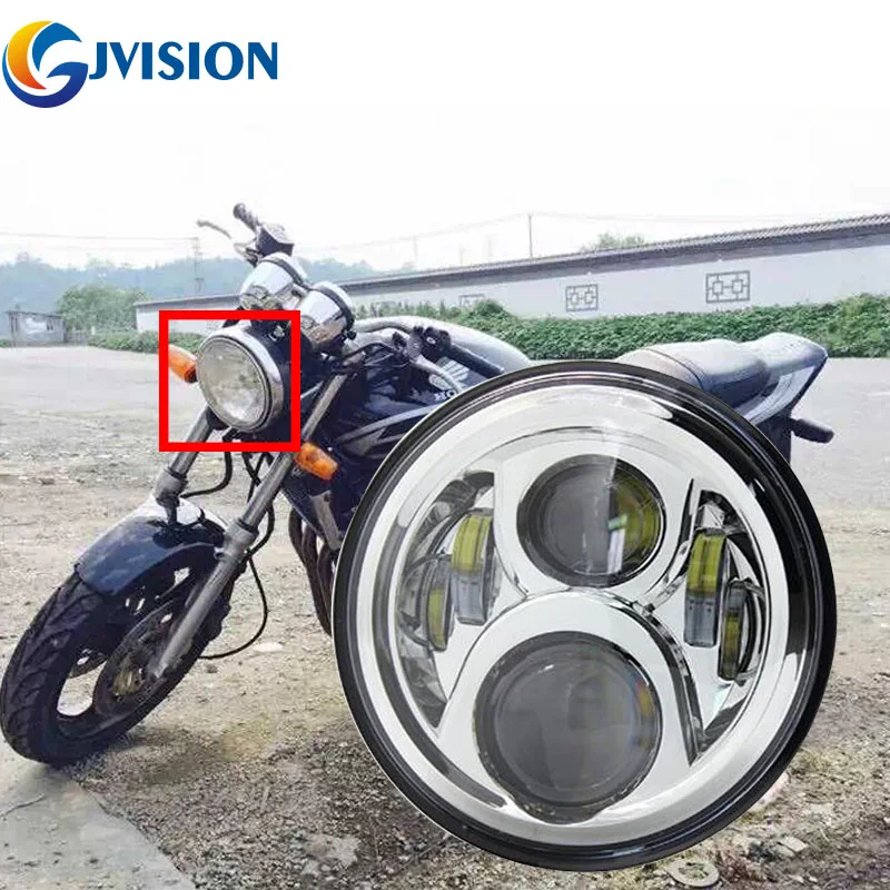 Round 75W Hi/Low beam 7''inch led headlight Front headlamp for