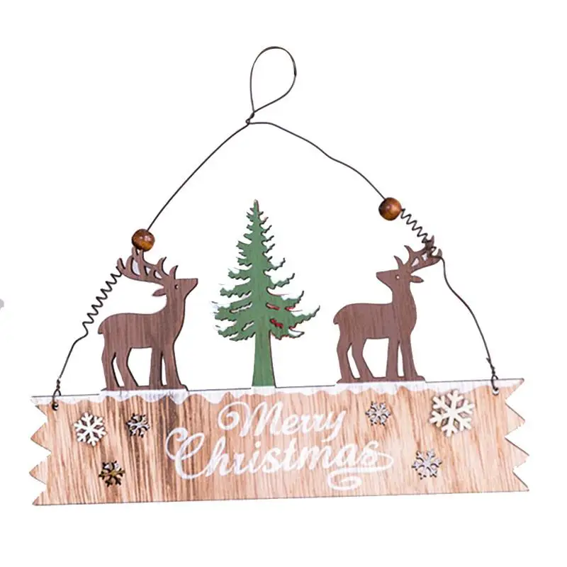 Рождественский деревянный кулон в форме дверцы креативный подвесной Санта-Клаус снеговик лося в форме деревянного кулона украшения окна комнаты - Цвет: A