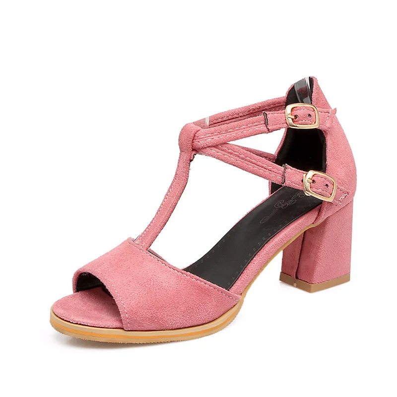 

Women Sandals Gladiator Shoes for Women Thick High Heel Sandals Open toe T Straps Wedding Shoes Pink
