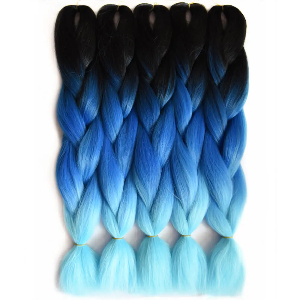 Feilimei Three/Two Tone Colored Crochet Braids Kanekalon Hair 24(60cm) 100g/pc Synthetic Ombre Jumbo Braiding Hair Extensions -