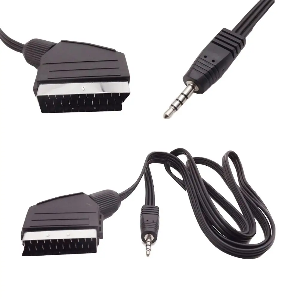 Cavo Scart 21 Spille Scart Martinetti a 3.5mm Maschio Stereo Martinetti Full HD TV Più Shieldings P