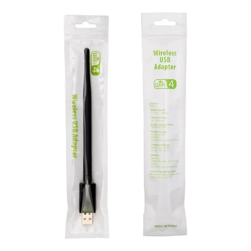 Wireless WiFi Adapter Dongle 150Mbps Lan Network Card USB Wi-Fi Receiver 2.4GHz w/Antenna 802.11b/g/n with CD Driver