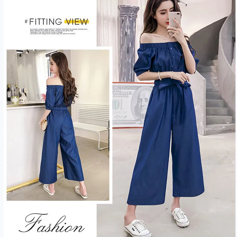 JUJULAND Women's jean jumpsuits Thin denim fabric jumpsuits with wide legs denim ankle-length pants loose jeans 9655 JUJULAND Women's jean jumpsuits Thin denim fabric jumpsuits with wide legs denim ankle-length pants loose jeans 9655