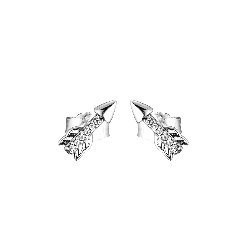

Valentine's Day Arrow Shape Crystal Stud Earrings Original 925 Sterling Silver Jewelry Women Earrings Clear CZ Charm Earrings