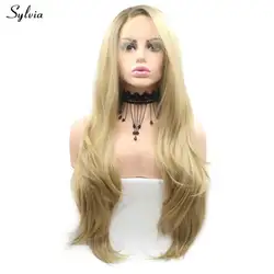 Sylvia коричневый блондинка парик средства ухода за кожей волна парик натуральных волос термостойкие Волокно синтетический синтетические