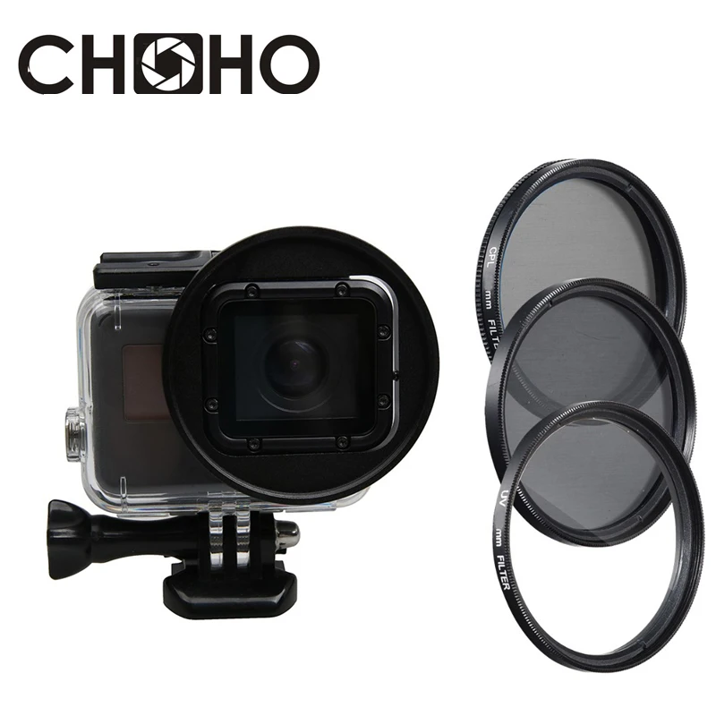 Для GoPro 5 6 7 черный фильтр UV CPL ND4 58 мм кольцевые фильтры адаптера + Защитная крышка
