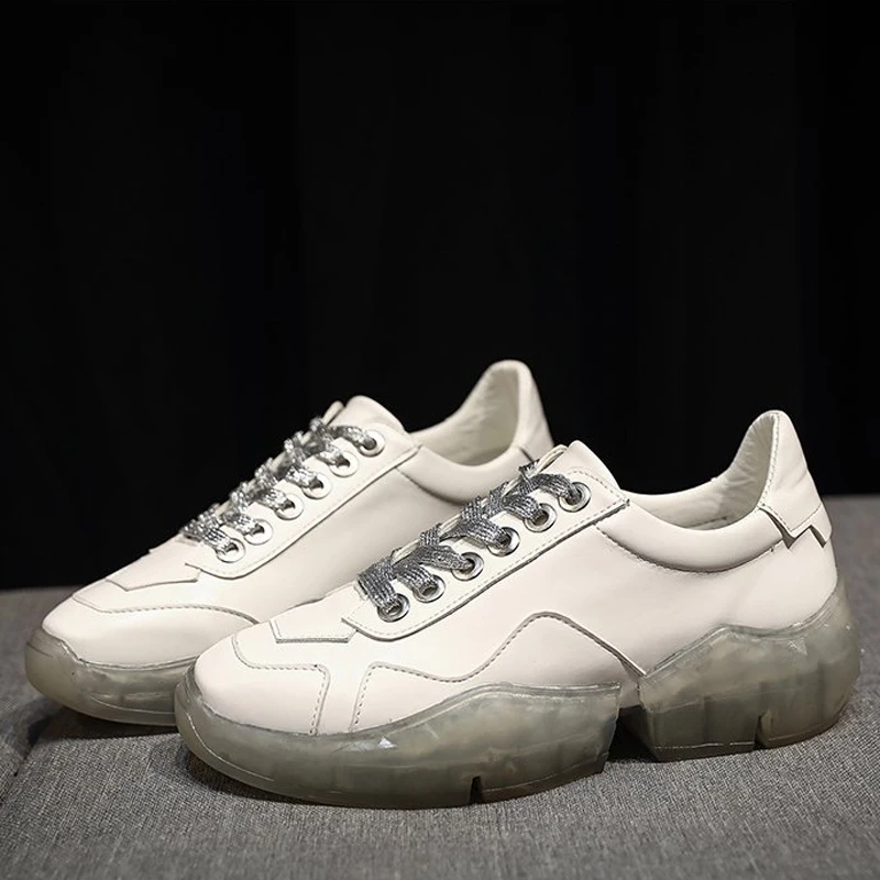 

Transparent Crystal Bottom Student Casual Shoes 2019 Spring Summer New Korean Style Fashion Small White shoes XWD7623