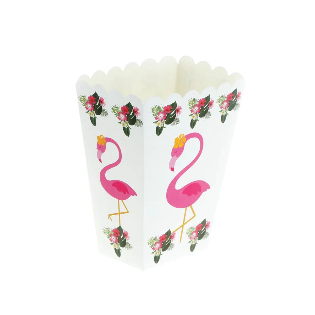 6pcs/lot Flamingo Popcorn Box Kids Birthday Party Supplies Flamingo Happy Birthday Popcorn Boxes Party Supplies