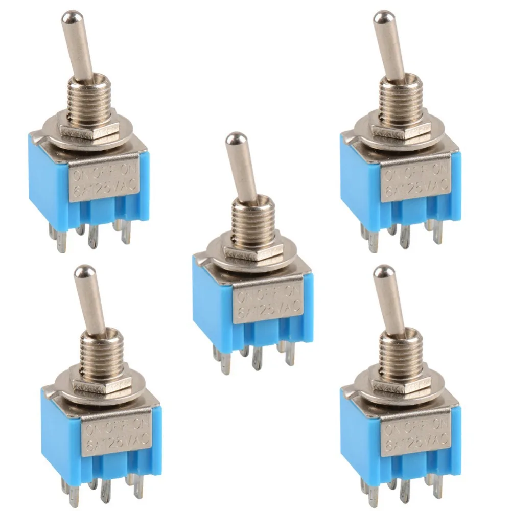 

Mini Blue 6-Pin DPDT ON-OFF-ON Toggle Switch 6A 125V AC P20