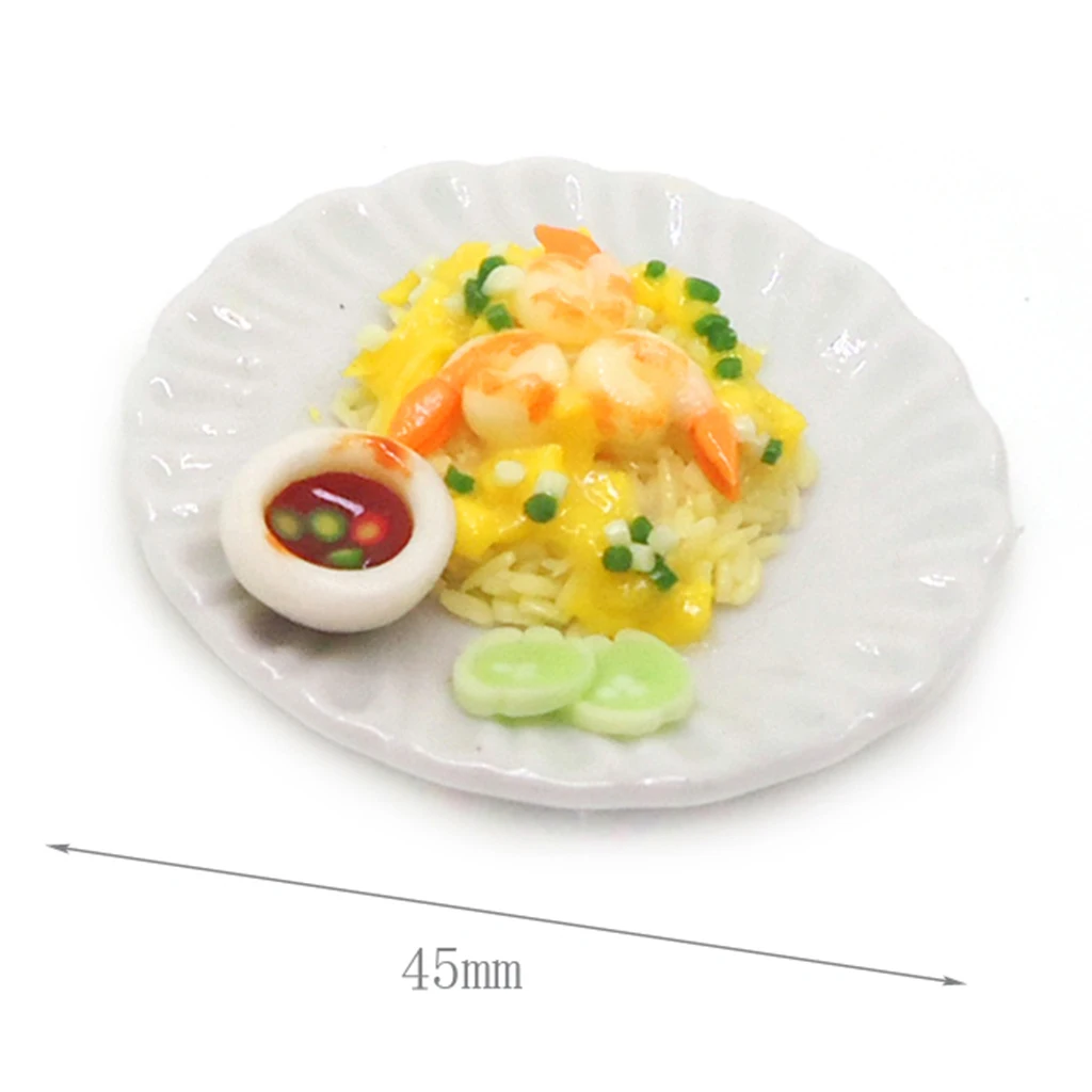 1/12 Кукольный Миниатюрный кухня еда модель морепродукты жареный рис с яйцом обеденный стол украшения