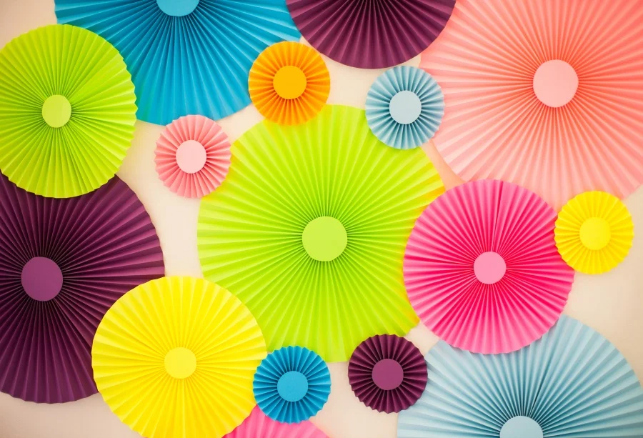 

Laeacco Colorful Paper Flower Wall Wedding Birthday Party Decor Kid Portrait Photographic Background Photo Backdrop Photo Studio