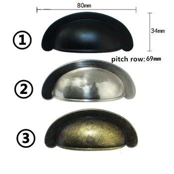 

80mm Retro Zinc Alloy Kitchen Drawer Cabinet Door Handle Furniture Knobs Hardware Cupboard Antique Metal Shell Pull Handles