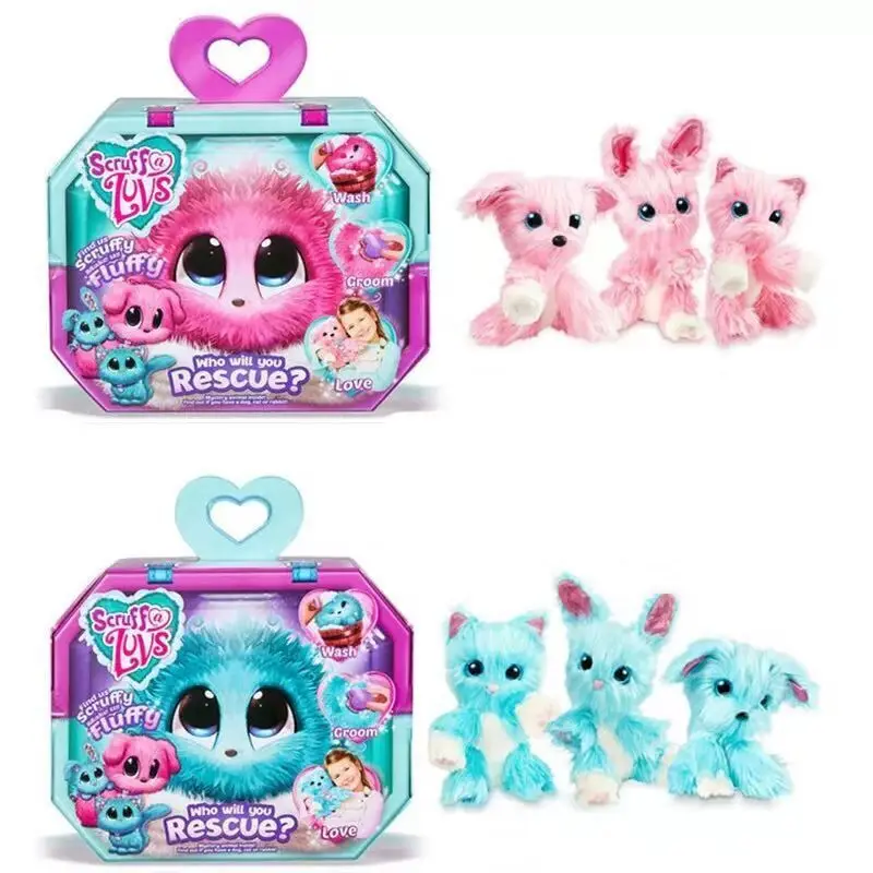 

Bath Dog Children Toys Plush Soft Stress Released Relief Blue Pink Long-haired Lovwly Dog Toy For Kids Boys Girls Gift
