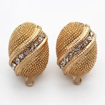 

African Earrings Post with Loop Connectors Oval Paved CZ Findings DIY Metal Chile Middle East Women Wedding Earrings Jewelry