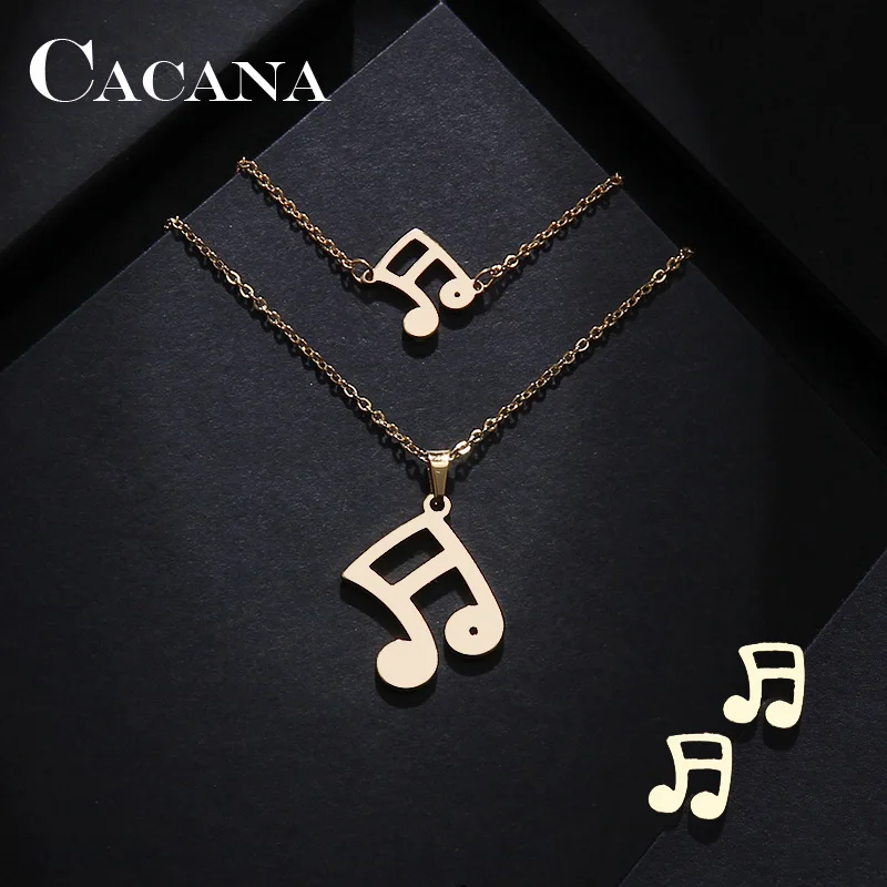 Stainless Steel Set Musical Notes Necklace Bracelets Earrings IMG_1093 
