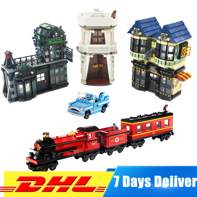 

DHL Lepin Movie Series 16012 Diagon Alley+ 16031 Hogwart Express 10217 4841 Educational Building Blocks Bricks Model Toys Gifts