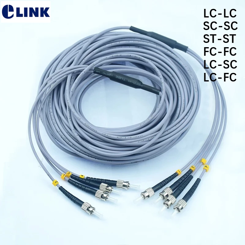 Armored Fiber Jumper Cable, 4 Core, 75m, SC, LC, FC, ST, UPC, APC, Multimode, Optical Fiber, ELINK, FTTH 100m